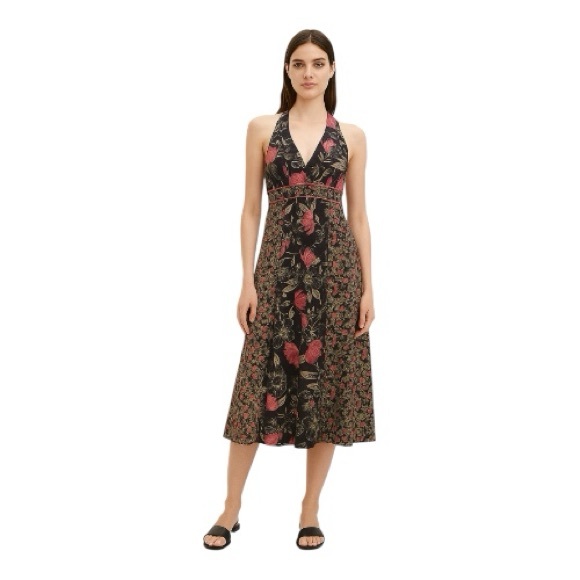 Halter Dress Floral Pink & Black sz 9 - Picture 1 of 14